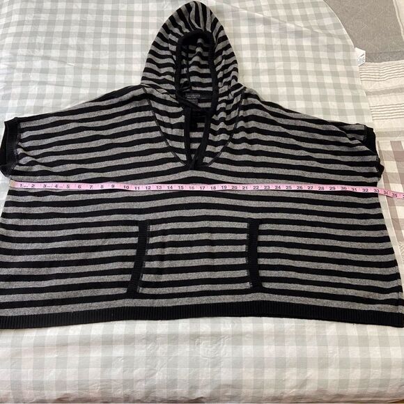 CHIARAMENTE italian wool oversized poncho hood sweater black grey small medium - Picture 12 of 14